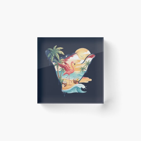 Item preview, USA Shaka Pink Flamingo Tropical Beach designed and sold by MythicCotton.