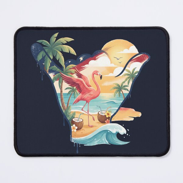 Item preview, USA Shaka Pink Flamingo Tropical Beach designed and sold by MythicCotton.