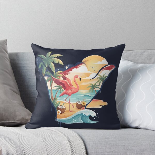 Item preview, USA Shaka Pink Flamingo Tropical Beach designed and sold by MythicCotton.