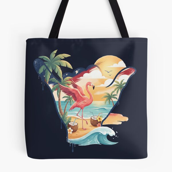 Item preview, USA Shaka Pink Flamingo Tropical Beach designed and sold by MythicCotton.