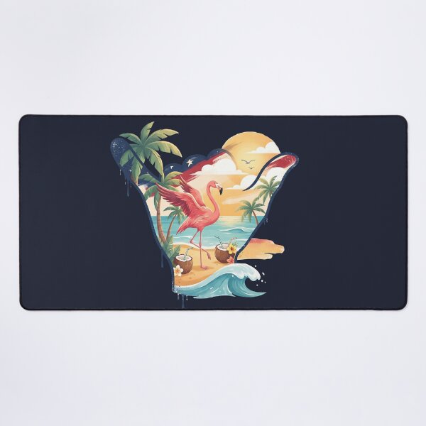 Item preview, USA Shaka Pink Flamingo Tropical Beach designed and sold by MythicCotton.