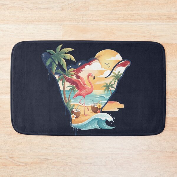 Item preview, USA Shaka Pink Flamingo Tropical Beach designed and sold by MythicCotton.