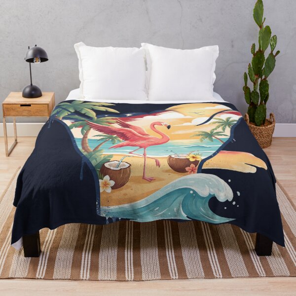 Item preview, USA Shaka Pink Flamingo Tropical Beach designed and sold by MythicCotton.