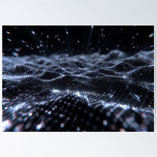 Item preview, Silver Wireframe Digital Wave Landscape designed and sold by IntelliMindDesigns.