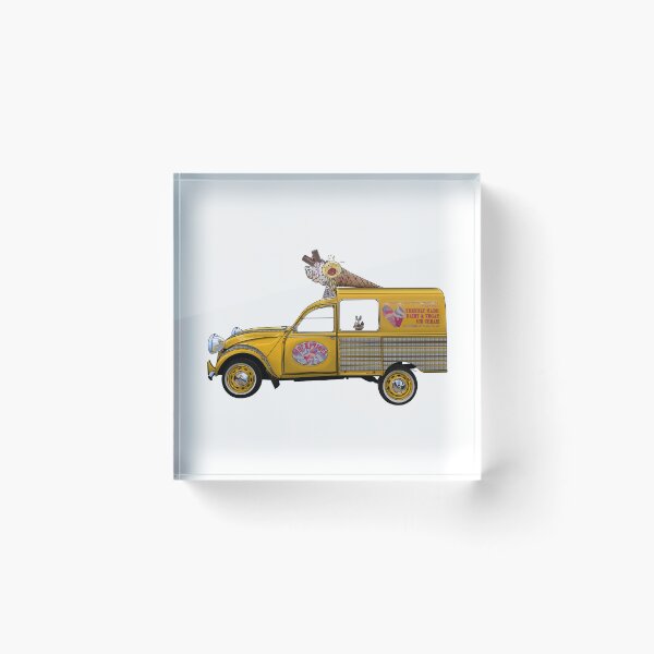 Item preview, Angelic French ice cream van in yellow with heaven's dress tartan, hand drawn designed and sold by Theoldgirl900.