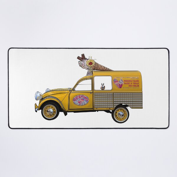 Item preview, Angelic French ice cream van in yellow with heaven's dress tartan, hand drawn designed and sold by Theoldgirl900.
