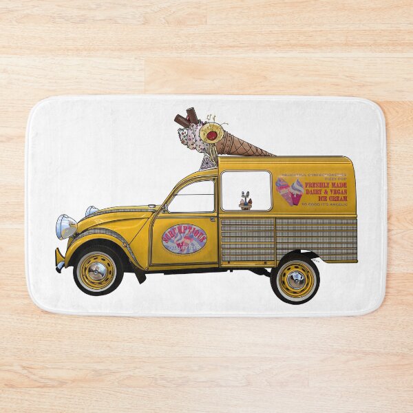 Item preview, Angelic French ice cream van in yellow with heaven's dress tartan, hand drawn designed and sold by Theoldgirl900.