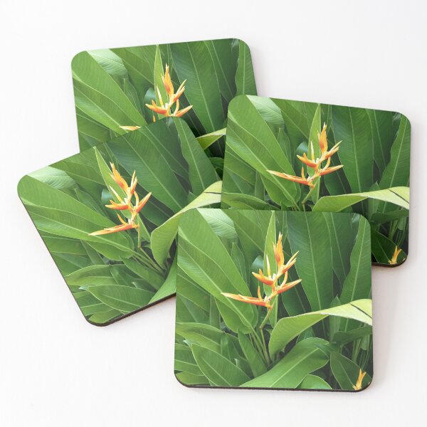 Item preview, Orange Heliconia Flower with Lush Green Tropical Leaves designed and sold by PhuongVoArt.