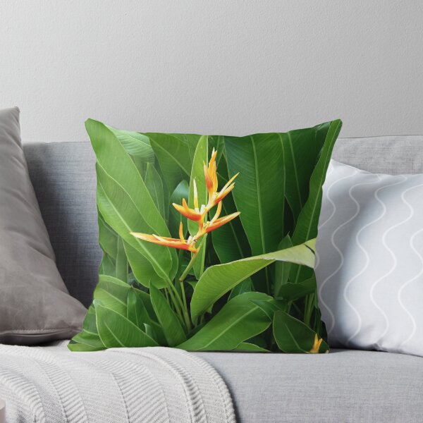 Item preview, Orange Heliconia Flower with Lush Green Tropical Leaves designed and sold by PhuongVoArt.