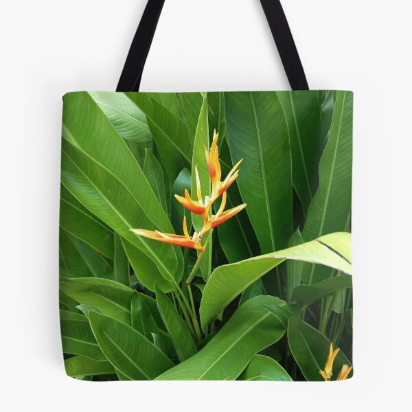 Item preview, Orange Heliconia Flower with Lush Green Tropical Leaves designed and sold by PhuongVoArt.