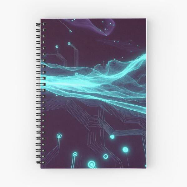 Aperçu de l'œuvre Vagues d'énergie néon cyan fluides créée et vendue par IntelliMindDesigns.