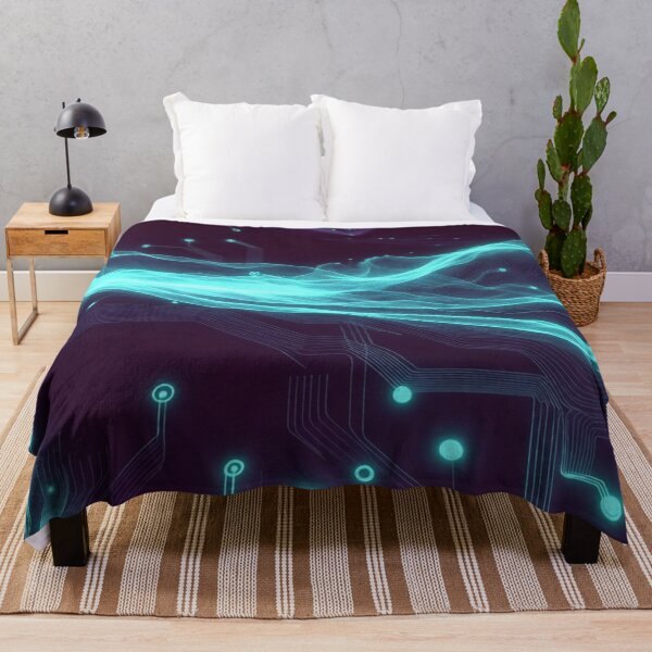 Item preview, Flowing Cyan Neon Energy Waves designed and sold by IntelliMindDesigns.
