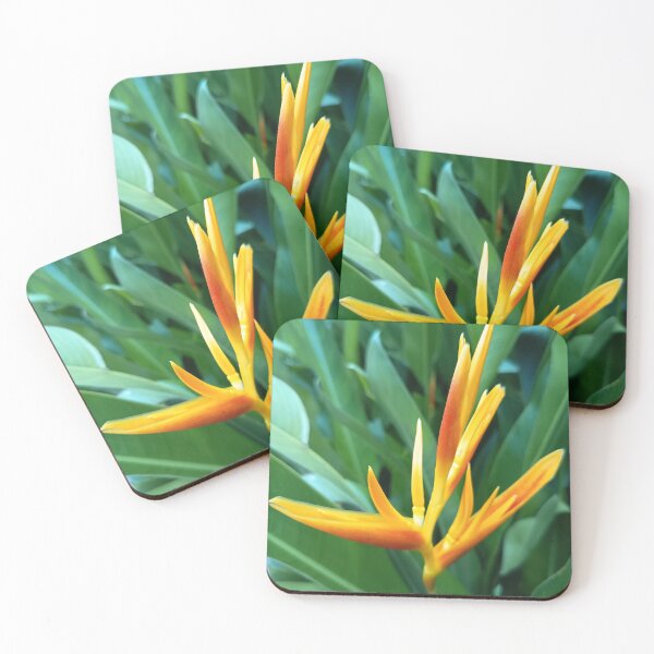 Item preview, Orange Heliconia Flower Close Up with Green Tropical Leaves designed and sold by PhuongVoArt.