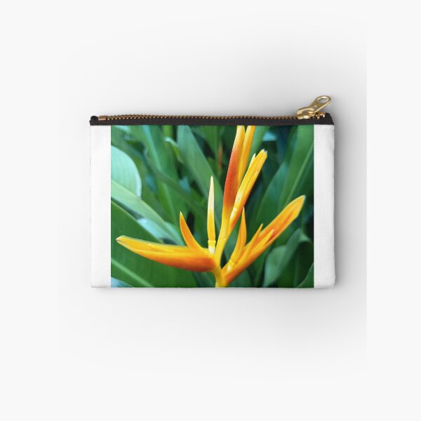 Item preview, Orange Heliconia Flower Close Up with Green Tropical Leaves designed and sold by PhuongVoArt.
