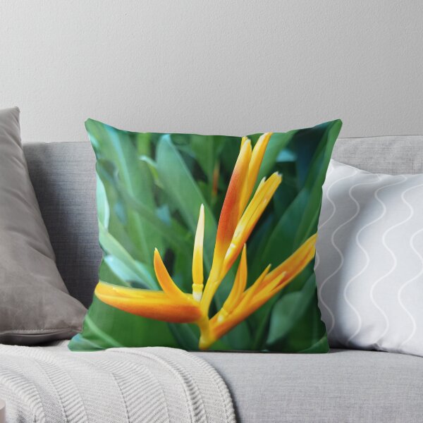 Item preview, Orange Heliconia Flower Close Up with Green Tropical Leaves designed and sold by PhuongVoArt.