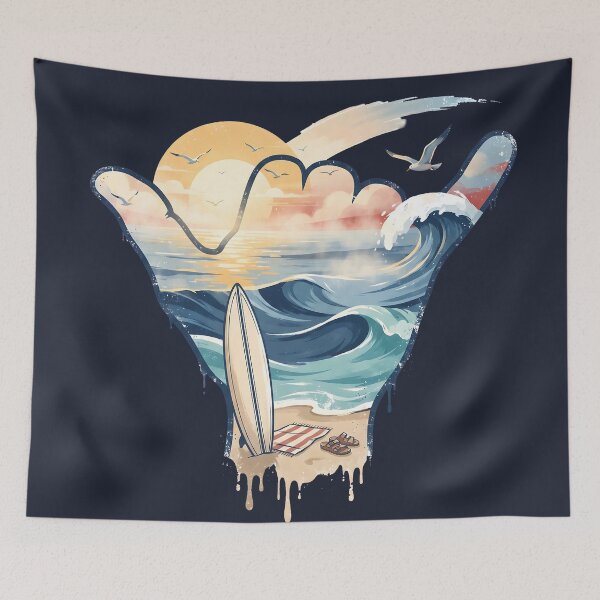Item preview, USA Shaka Sunrise Surf Beach Waves designed and sold by MythicCotton.
