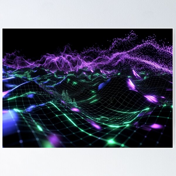 Item preview, Neon Green Purple Circuit Waves designed and sold by IntelliMindDesigns.