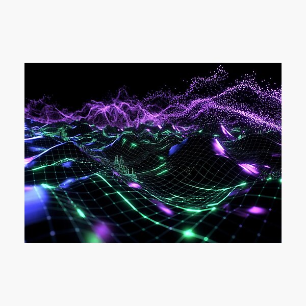 Item preview, Neon Green Purple Circuit Waves designed and sold by IntelliMindDesigns.