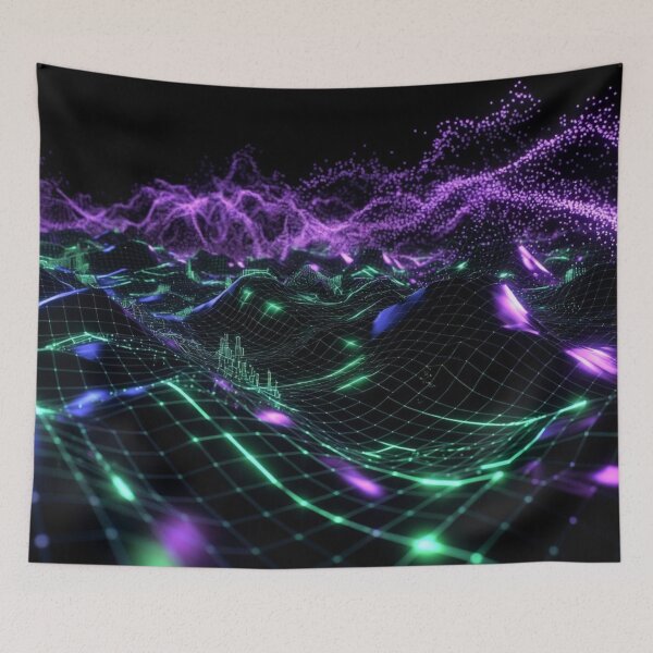 Item preview, Neon Green Purple Circuit Waves designed and sold by IntelliMindDesigns.