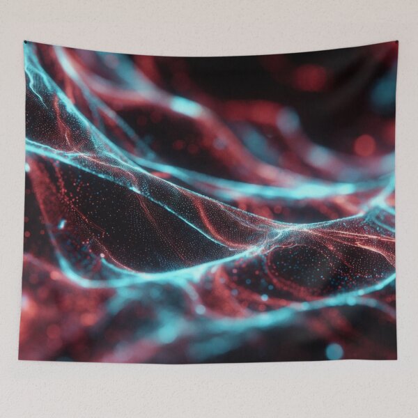 Item preview, Crimson Cyan Cyber Energy Waves designed and sold by IntelliMindDesigns.