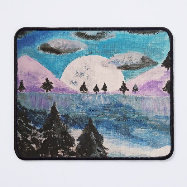 Item preview, Dusk Lakeside Landscape with Giant White Moon designed and sold by Aquamarineelle.
