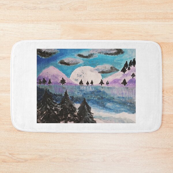 Item preview, Dusk Lakeside Landscape with Giant White Moon designed and sold by Aquamarineelle.