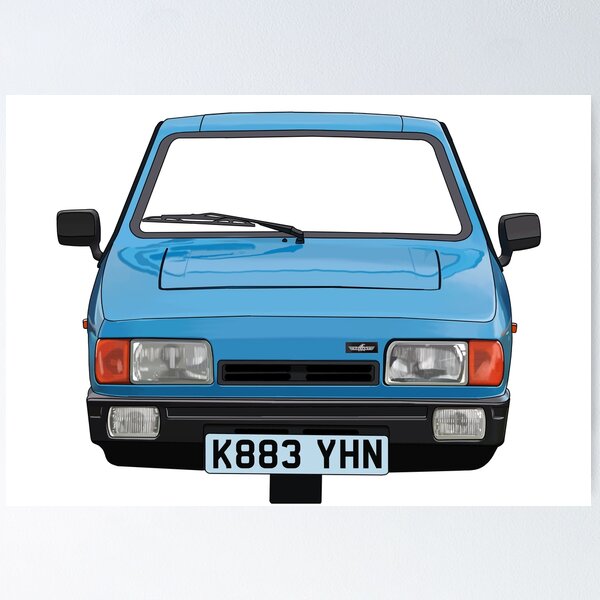 Item preview, blue 3 wheeled retro British car robin designed and sold by Theoldgirl900.