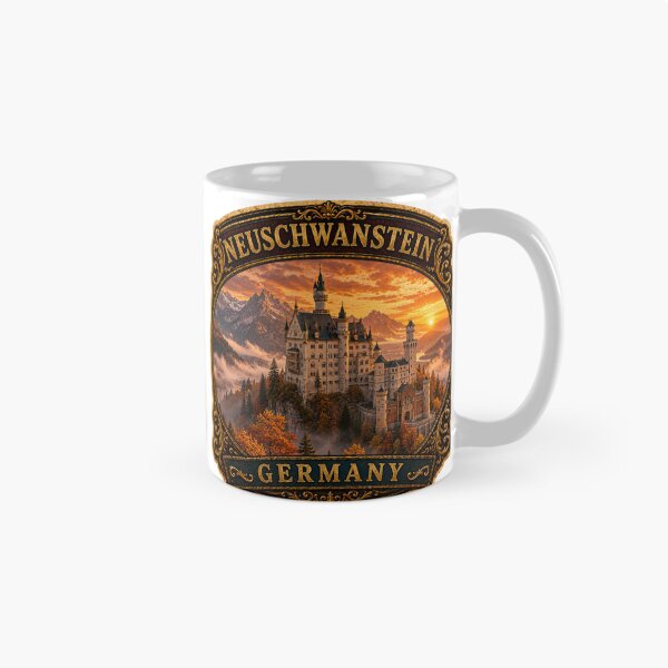 Item preview, Neuschwanstein Castle Germany Vintage Travel Badge Sticker | Fairytale Castle Retro Souvenir designed and sold by DreamPaw Studio.