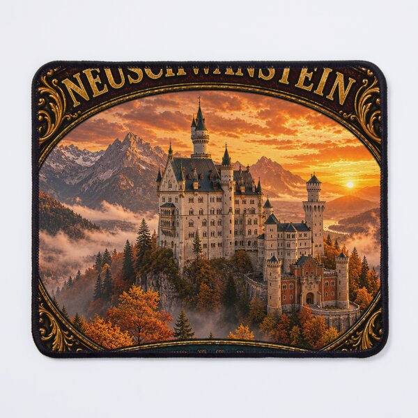 Item preview, Neuschwanstein Castle Germany Vintage Travel Badge Sticker | Fairytale Castle Retro Souvenir designed and sold by DreamPaw Studio.