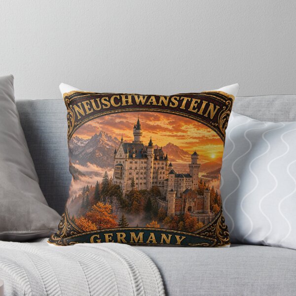 Item preview, Neuschwanstein Castle Germany Vintage Travel Badge Sticker | Fairytale Castle Retro Souvenir designed and sold by DreamPaw Studio.
