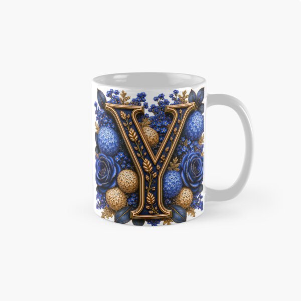 Item preview, Elegant Letter Y Monogram with Blue Hydrangeas & Gold Botanical Design | Luxury Floral Initial Art designed and sold by MoodLay.