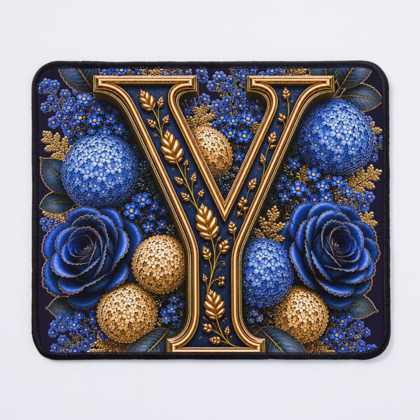 Item preview, Elegant Letter Y Monogram with Blue Hydrangeas & Gold Botanical Design | Luxury Floral Initial Art designed and sold by MoodLay.