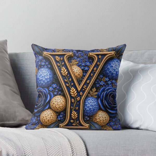 Item preview, Elegant Letter Y Monogram with Blue Hydrangeas & Gold Botanical Design | Luxury Floral Initial Art designed and sold by MoodLay.