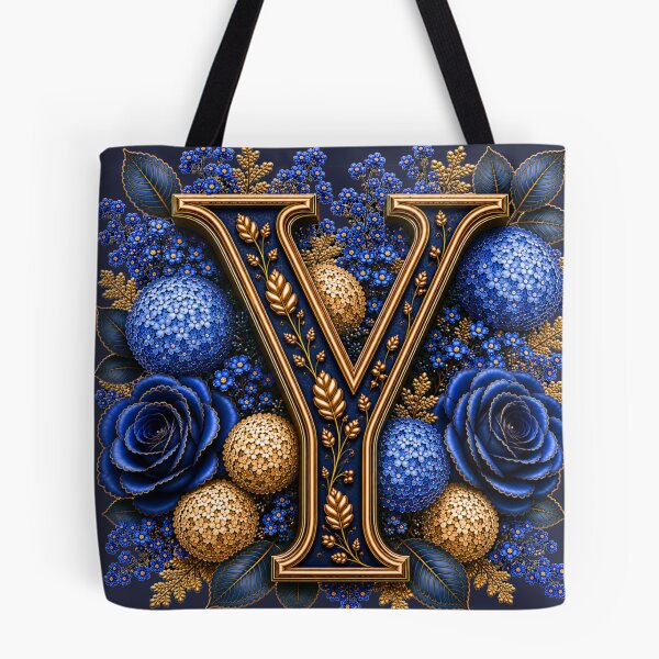 Item preview, Elegant Letter Y Monogram with Blue Hydrangeas & Gold Botanical Design | Luxury Floral Initial Art designed and sold by MoodLay.