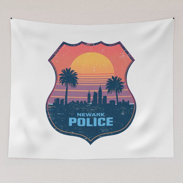 Item preview, Newark Police Sunset Badge T-Shirt, Newark City Police Gift, Retro Law Enforcement Graphic Tee designed and sold by pawsome purrfect.