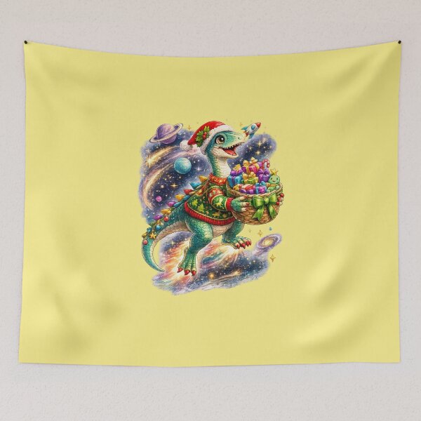 Item preview, Christmas Parasaurolophus with Gift Basket Design designed and sold by annenambiro.