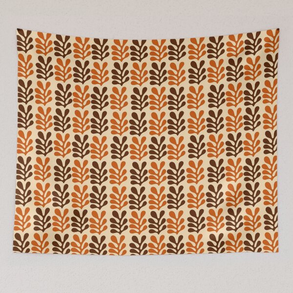 Item preview, Retro Mid Century Modern Leaf Pattern Warm Cream designed and sold by Jyoti-Quotes.