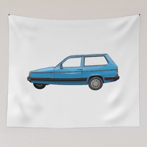 Item preview, blue 3 wheeled retro British car robin designed and sold by Theoldgirl900.