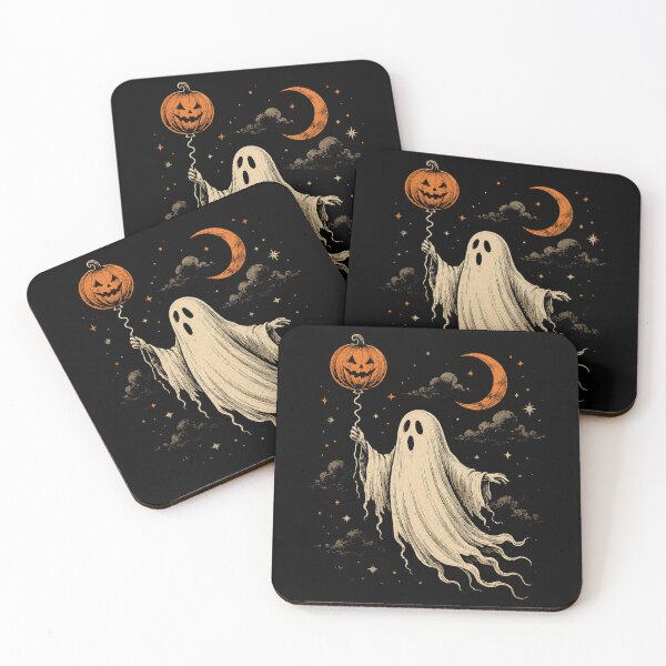 Item preview, Vintage Ghost Holding Pumpkin Balloon Halloween Night Spooky designed and sold by Moizento.