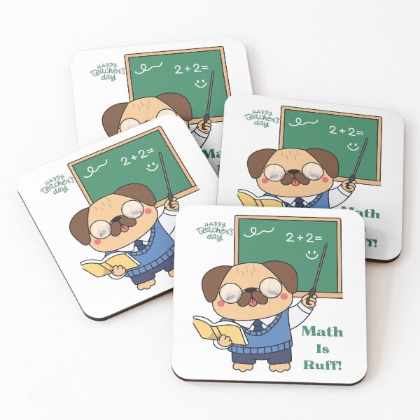 Item preview, Happy Teacher's Day Math Is Ruff Funny Pug designed and sold by     Fatma Creates.