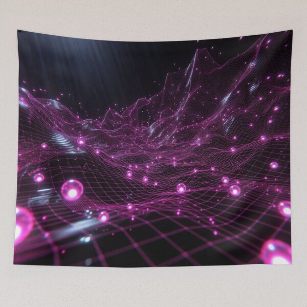 Item preview, Magenta Neon Sphere Grid Landscape designed and sold by IntelliMindDesigns.
