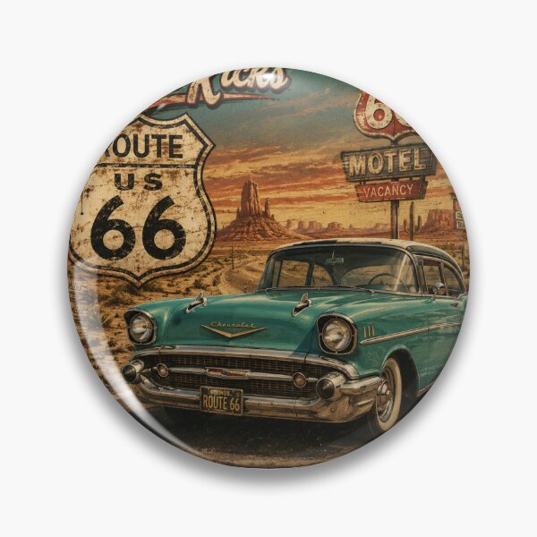 Item preview, Vintage Route 66 Classic Car – Retro Americana Road Trip Wall Art designed and sold by AstraDrip Studio.