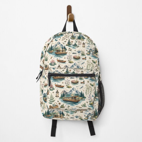 Item preview, Modern Cubist Himalayan Lakeside Print – Deep Teal & Forest Green designed and sold by OpenDreamArts.