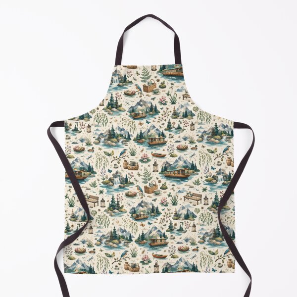 Item preview, Modern Cubist Himalayan Lakeside Print – Deep Teal & Forest Green designed and sold by OpenDreamArts.