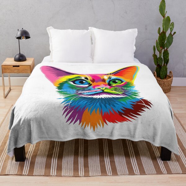 Item preview, Psychedelic Multicolor Cat Portrait designed and sold by FritschBryana.