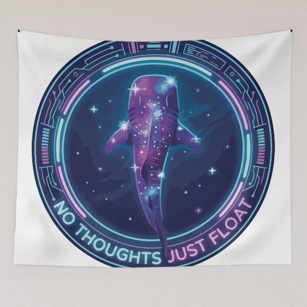 Item preview, Neon Whale Shark Float Aesthetic Porthole Art designed and sold by Arc2020.