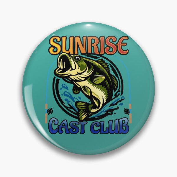 Item preview, Bass fishing Illustration in logo style with custom text "Sunrise Cast Club". designed and sold by Art-Horizon.