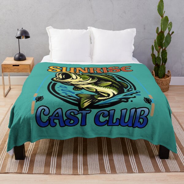 Item preview, Bass fishing Illustration in logo style with custom text "Sunrise Cast Club". designed and sold by Art-Horizon.