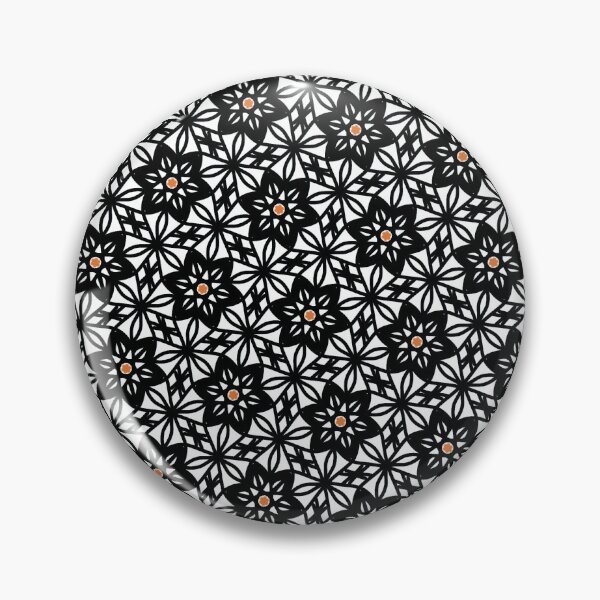 Item preview, Intricate Black Floral Tessellation Pattern with Orange Accents designed and sold by Sasitee.