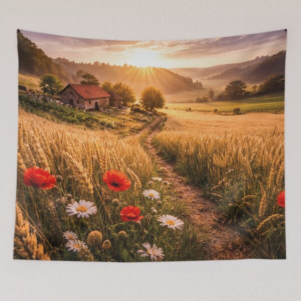 Item preview, Golden Wheat Field Sunrise – Countryside Landscape designed and sold by Yomere.